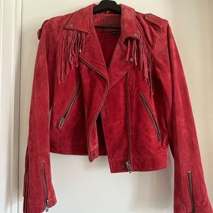 blank nyc red suede jacket